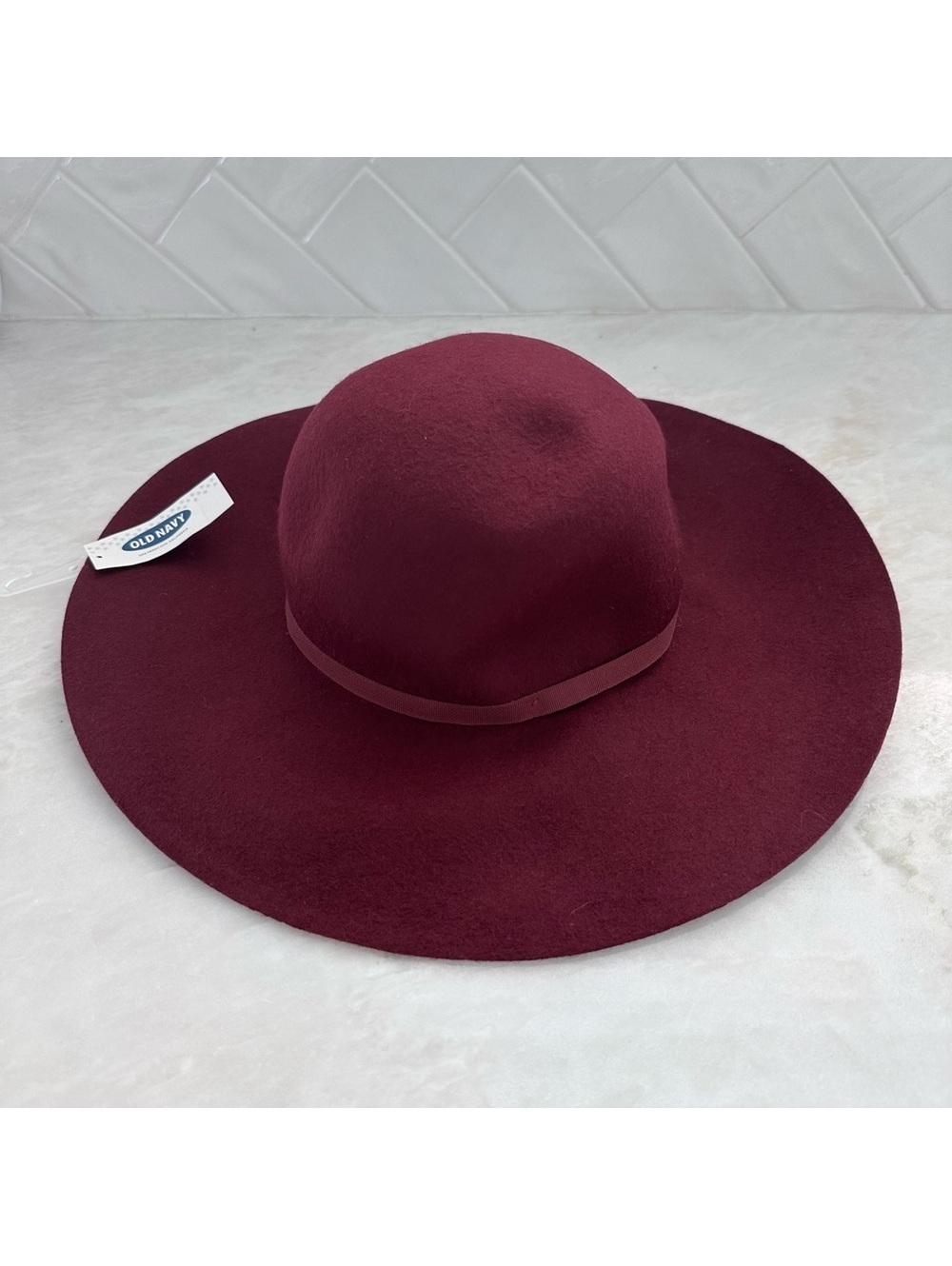 Old Navy Burgundy Wide Brim Felt Fedora Hat NWT